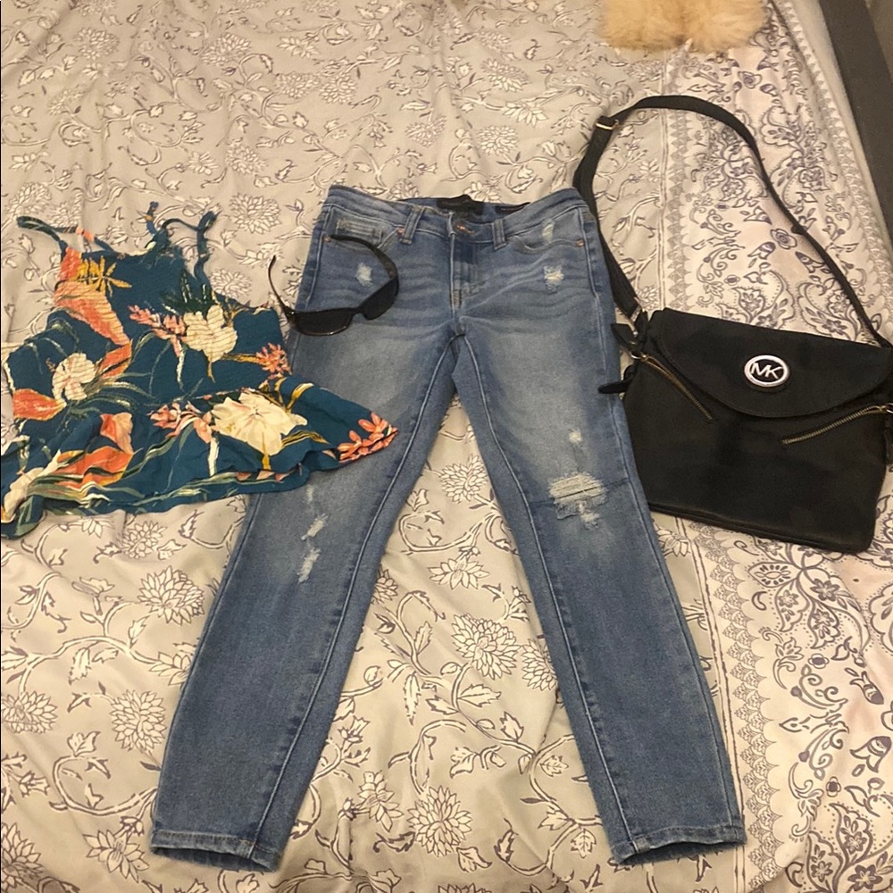 Blue Skinny Distressed Jeans